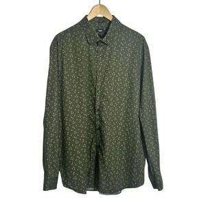 EXPRESS Slim 1MX Button‎ Down Shirt Men's Size XL Olive Green Business Casual